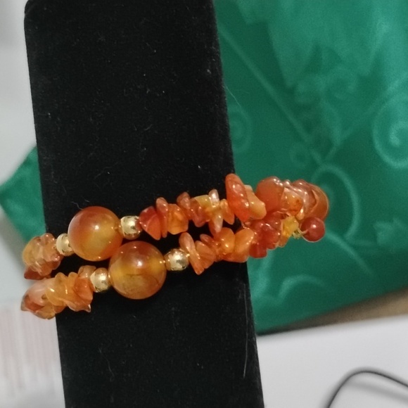 🎃Hand Crafted Carnelian And Gold Plated Beaded Bracelet🎃 - Picture 6 of 6